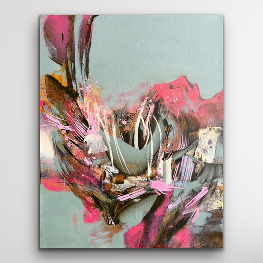 "Sunset, Static and Blooms"  14" x 18"