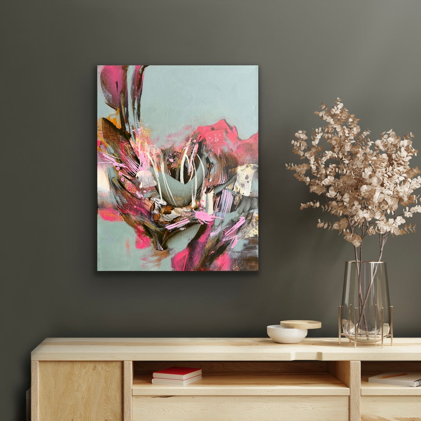 "Sunset, Static and Blooms"  14" x 18"