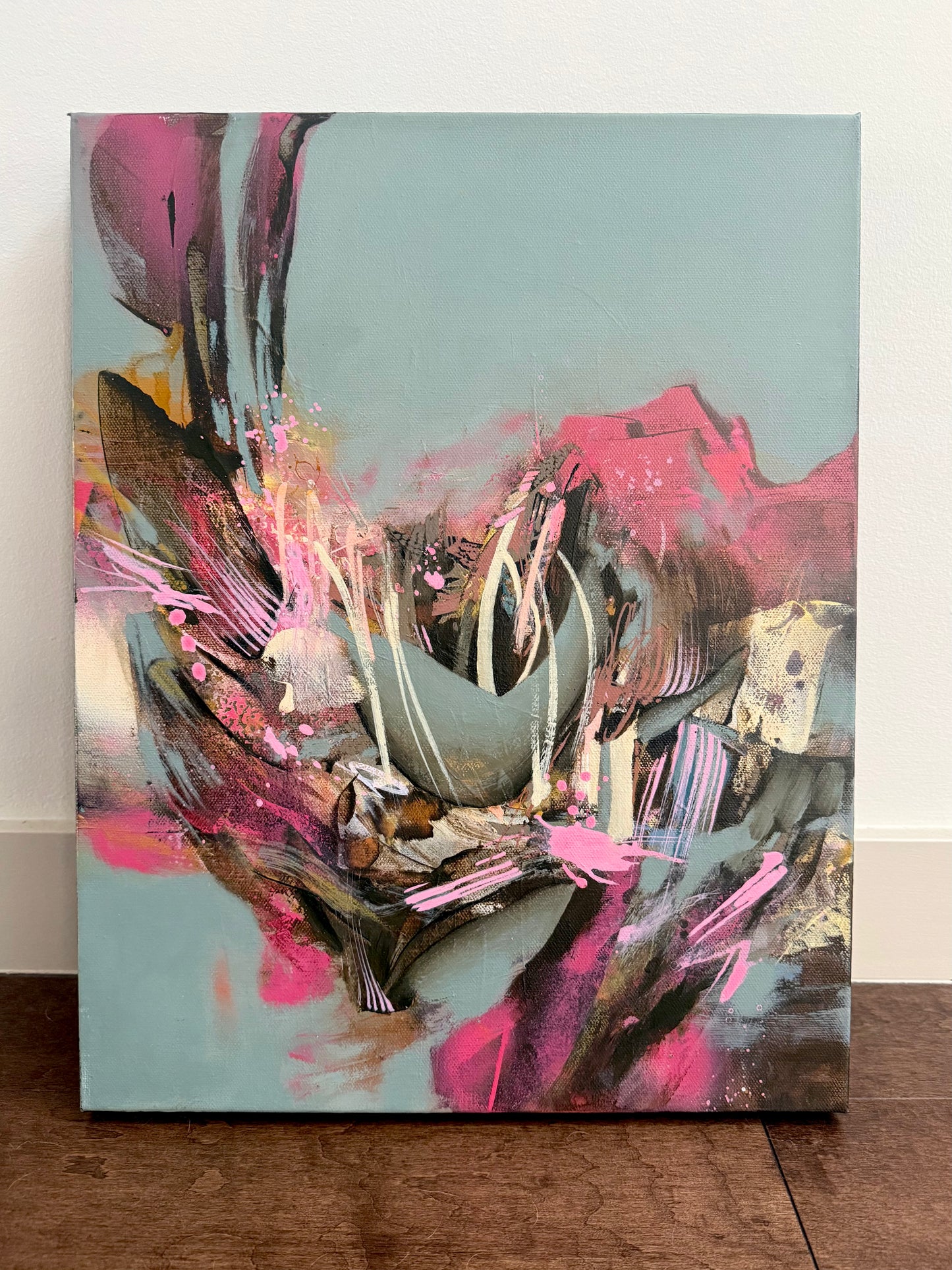 "Sunset, Static and Blooms"  14" x 18"